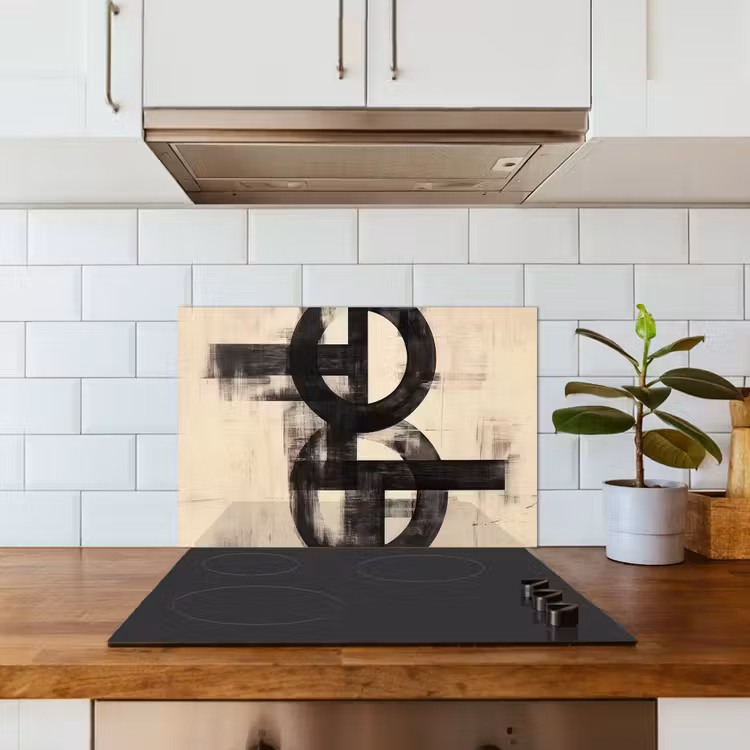Cirkels - Balken - Zwart - Abstract keuken achterwand spatscherm klein -sfeer2