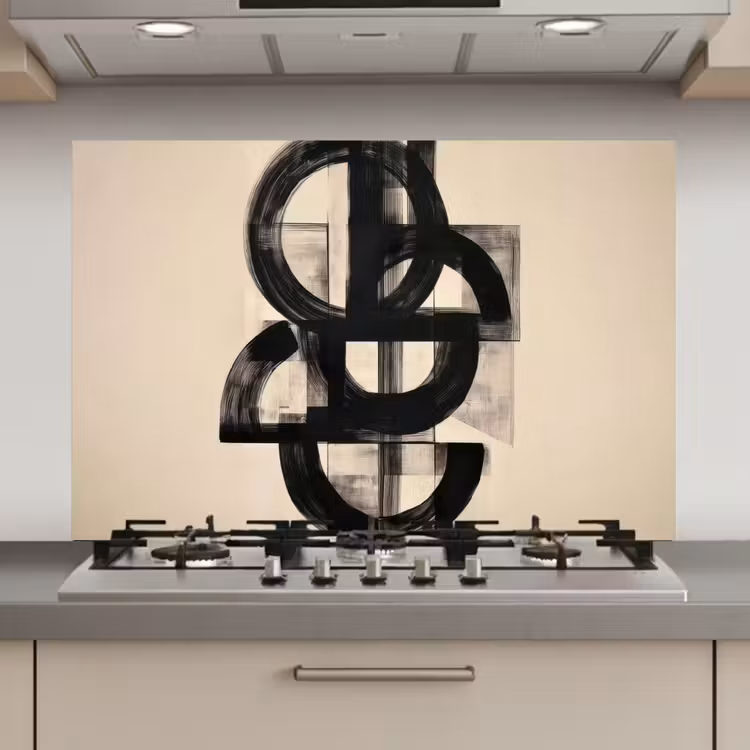 Cirkels - Lijnen - Vormen - Zwart keuken achterwand spatscherm klein -3d_website