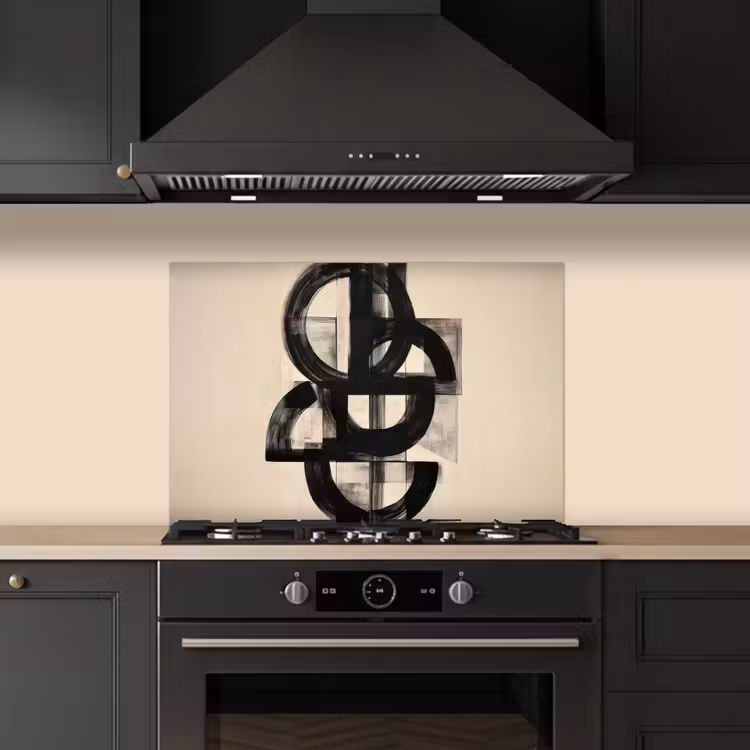 Cirkels - Lijnen - Vormen - Zwart keuken achterwand spatscherm klein -sfeer1