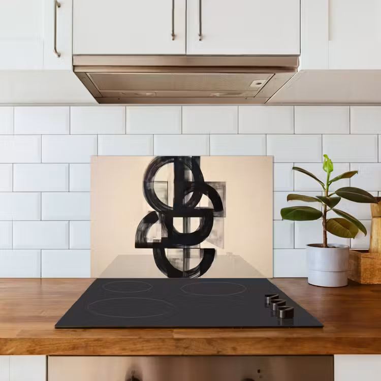 Cirkels - Lijnen - Vormen - Zwart keuken achterwand spatscherm klein -sfeer2