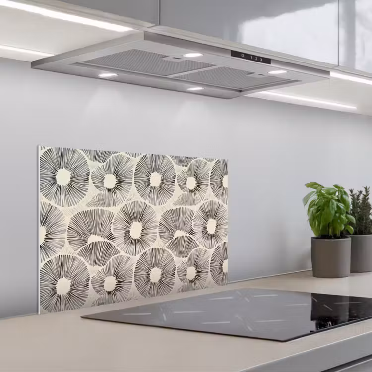 Cirkels - Patroon - Zwart keuken achterwand spatscherm klein 900 -3d_schuin