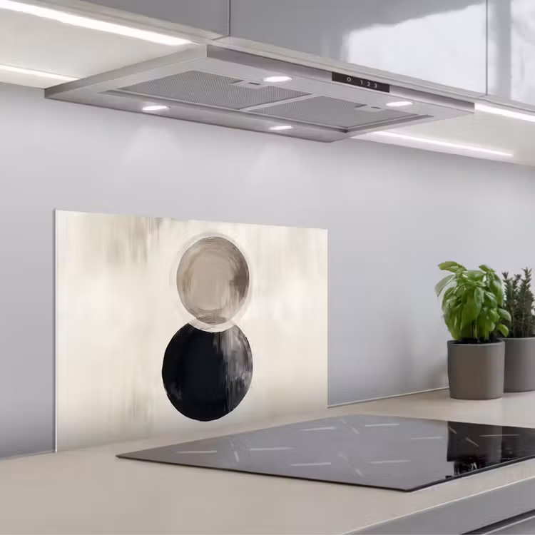 Cirkels - Vorm - Beige - Abstract keuken achterwand spatscherm klein -3d_schuin