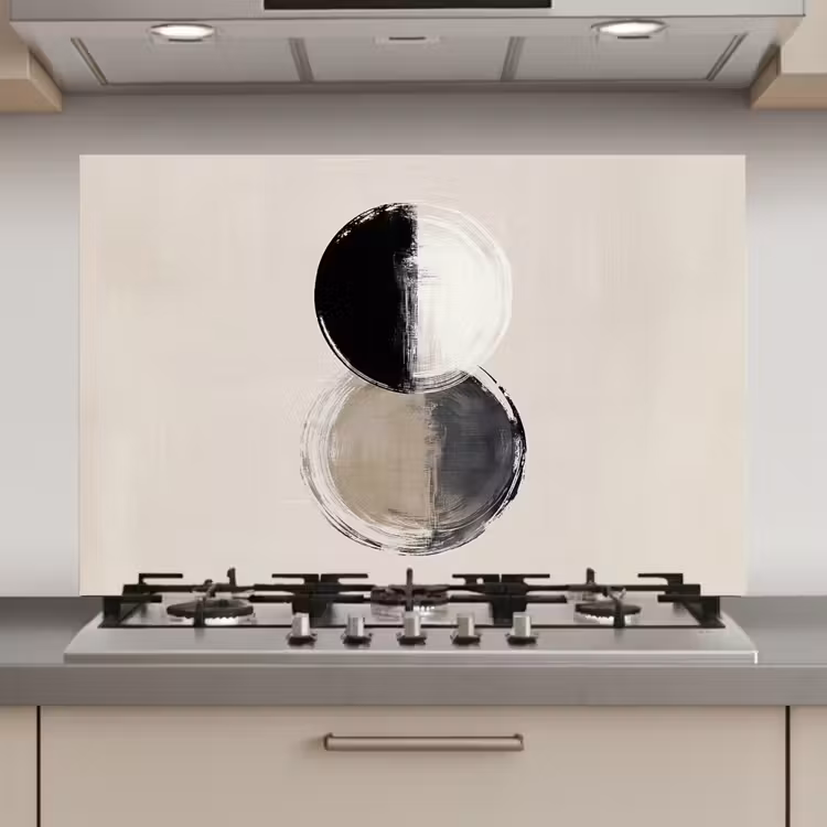 Cirkels - Strepen - Minimalistisch - Zwart keuken achterwand spatscherm klein -3d_website