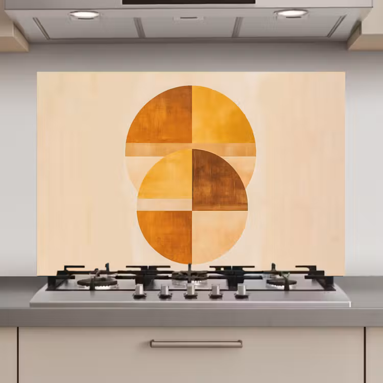 Cirkels - Geel - Minimalistisch keuken achterwand spatscherm klein -3d_website