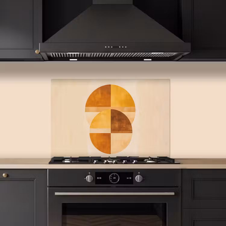 Cirkels - Geel - Minimalistisch keuken achterwand spatscherm klein -sfeer1