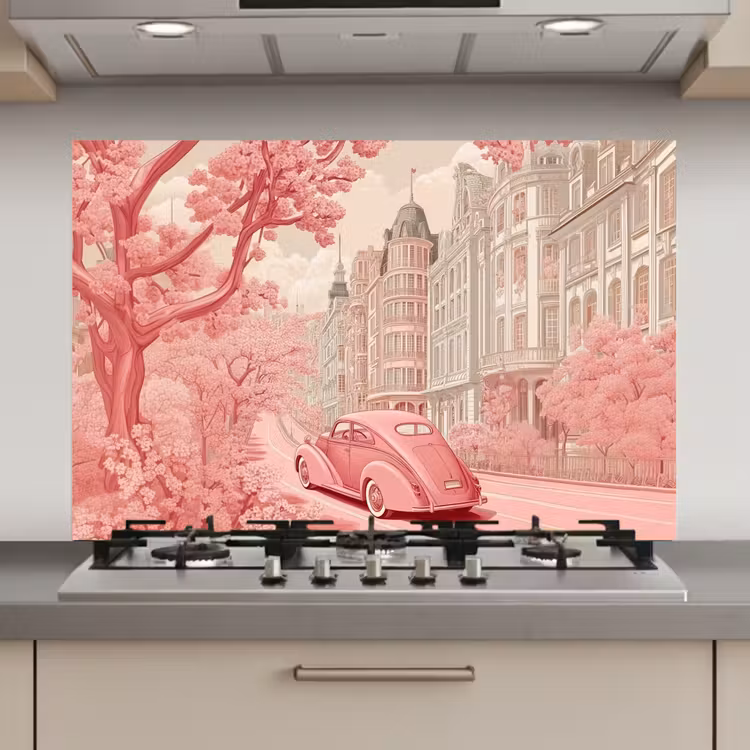 City - Car - Pink keuken achterwand spatscherm klein -3d_website