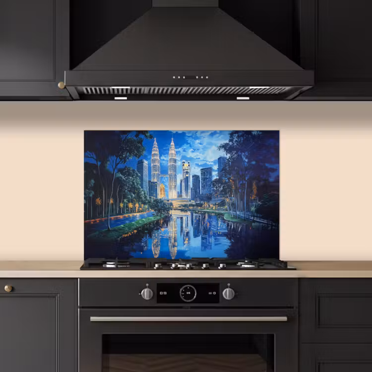 Stad Kuala Lumpur - Skyline - Wolkenkrabbers - Water keuken achterwand spatscherm klein -sfeer1