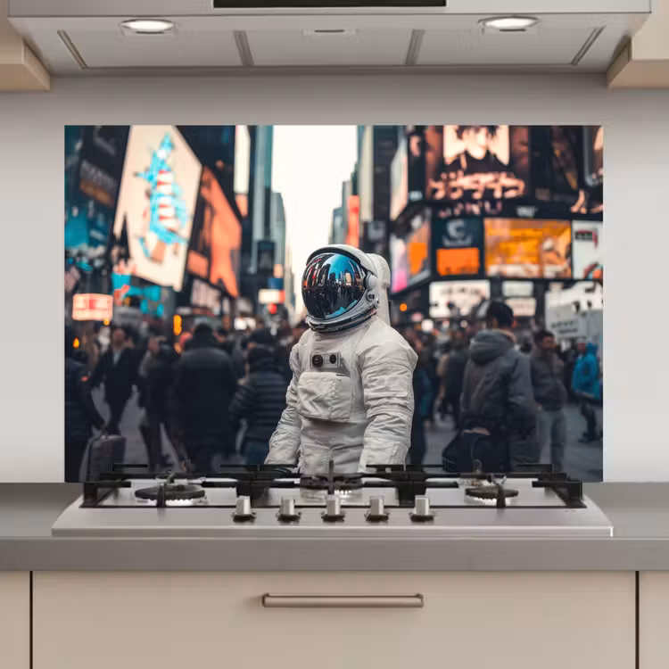 Stad - Mensen - Astronaut - Wit keuken achterwand spatscherm klein -3d_website
