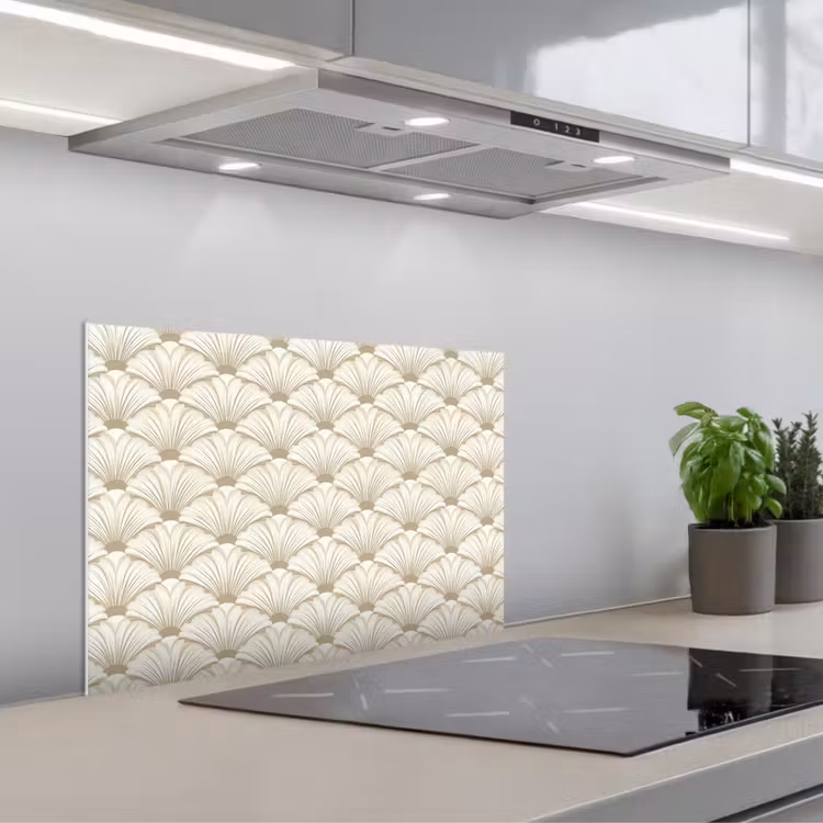 Klassiek - Art - Beige keuken achterwand spatscherm klein 900 -3d_schuin