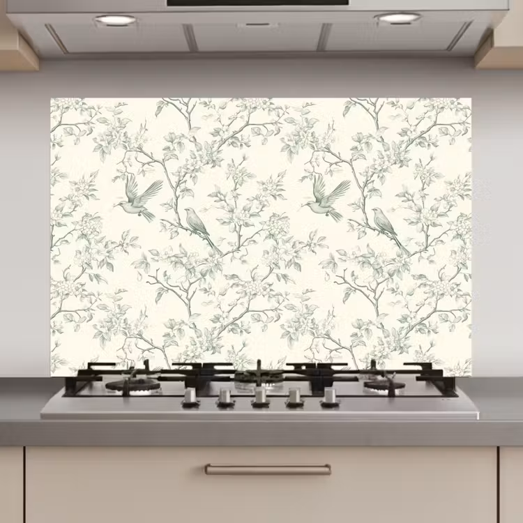 Klassiek - Vogels - Groen keuken achterwand spatscherm klein 900 -3d_website