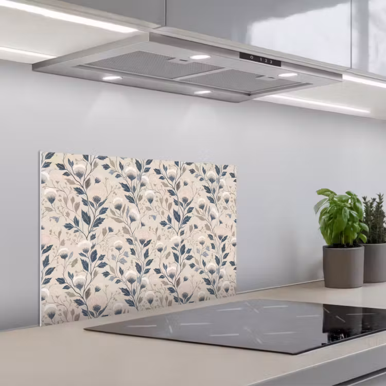 Klassiek - Botanisch - Kleurrijk keuken achterwand spatscherm klein 900 -3d_schuin