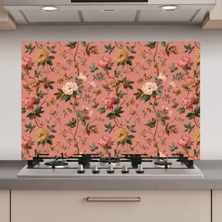 Klassiek - Botanisch - Roze keuken achterwand spatscherm klein 900 -3d_website