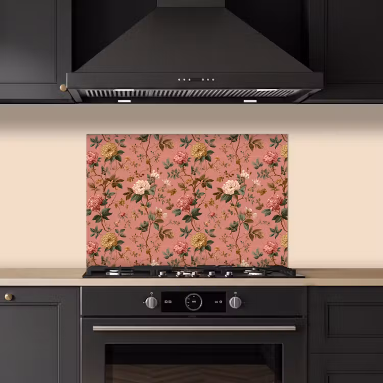 Klassiek - Botanisch - Roze keuken achterwand spatscherm klein 900 -sfeer1