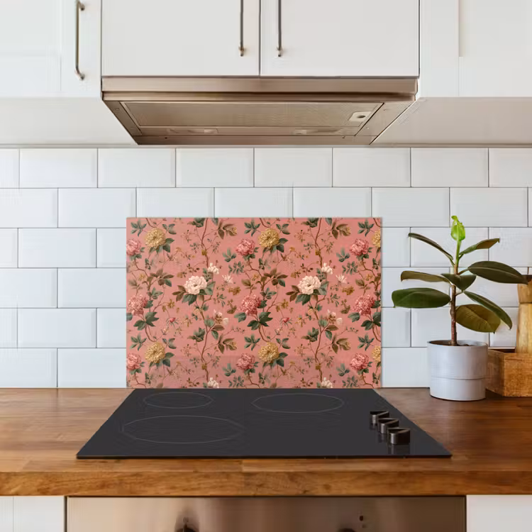 Klassiek - Botanisch - Roze keuken achterwand spatscherm klein 900 -sfeer2