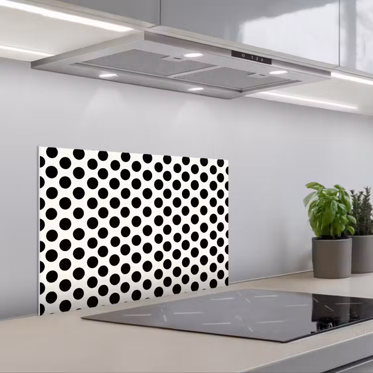 Klassiek - Stippen - Zwart keuken achterwand spatscherm klein 900 -3d_schuin