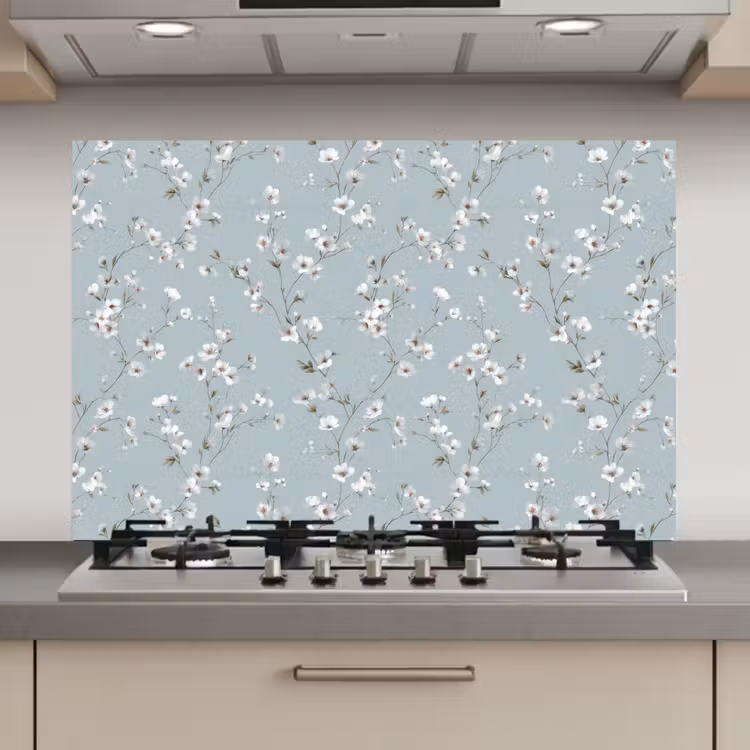 Klassiek - Bloemen - Blauw keuken achterwand spatscherm klein 900 -3d_website