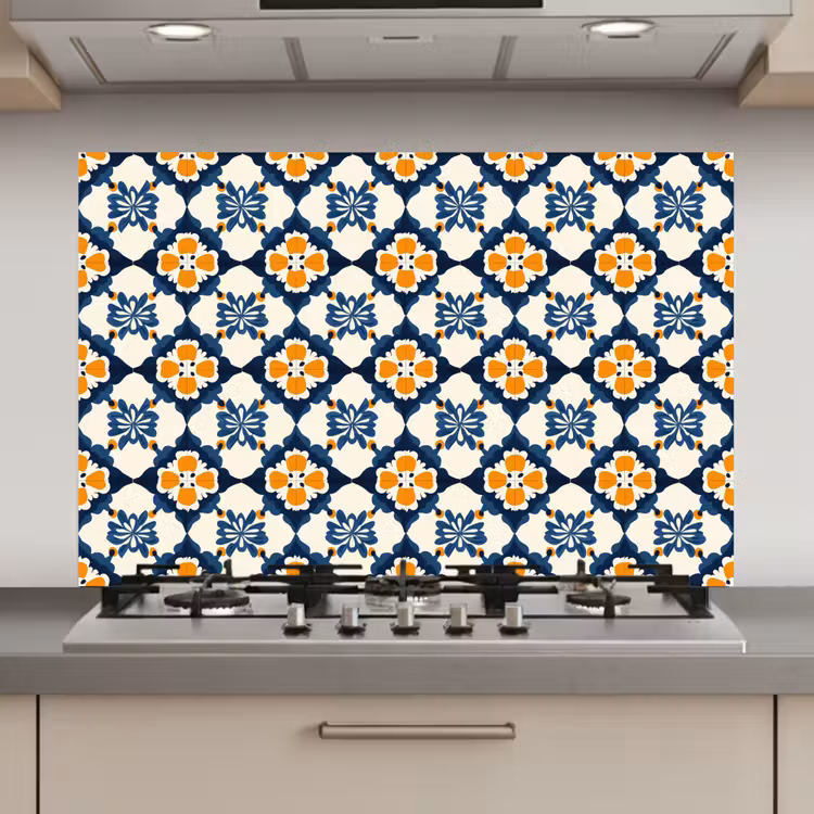 Klassiek - Geometrisch - Blauw keuken achterwand spatscherm klein 900 -3d_website