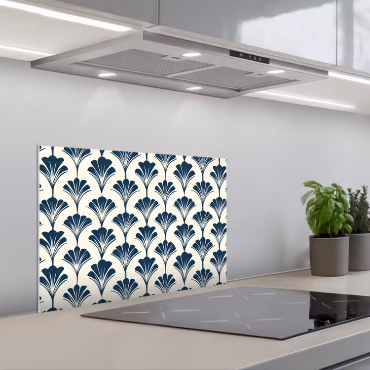 Klassiek - Motief - Blauw keuken achterwand spatscherm klein 900 -3d_schuin