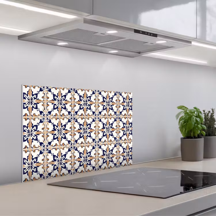 Klassiek - Patroon - Kleurrijk keuken achterwand spatscherm klein 900 -3d_schuin