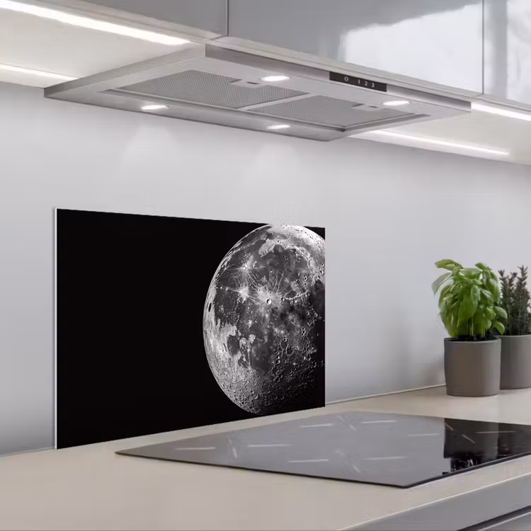 Close-up - Maan - Wit - Textuur keuken achterwand spatscherm klein -3d_schuin