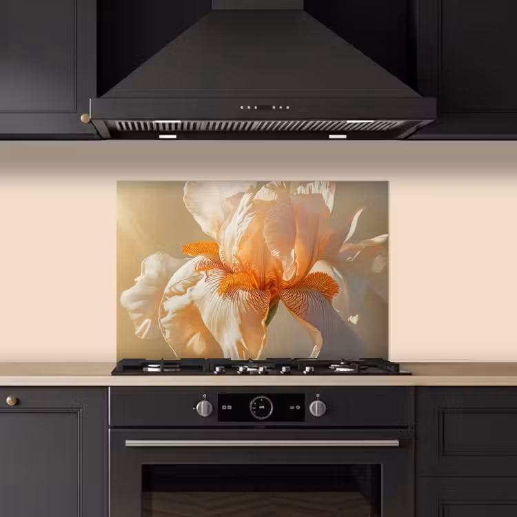 Close up - Oranje - Iris keuken achterwand spatscherm klein -sfeer1