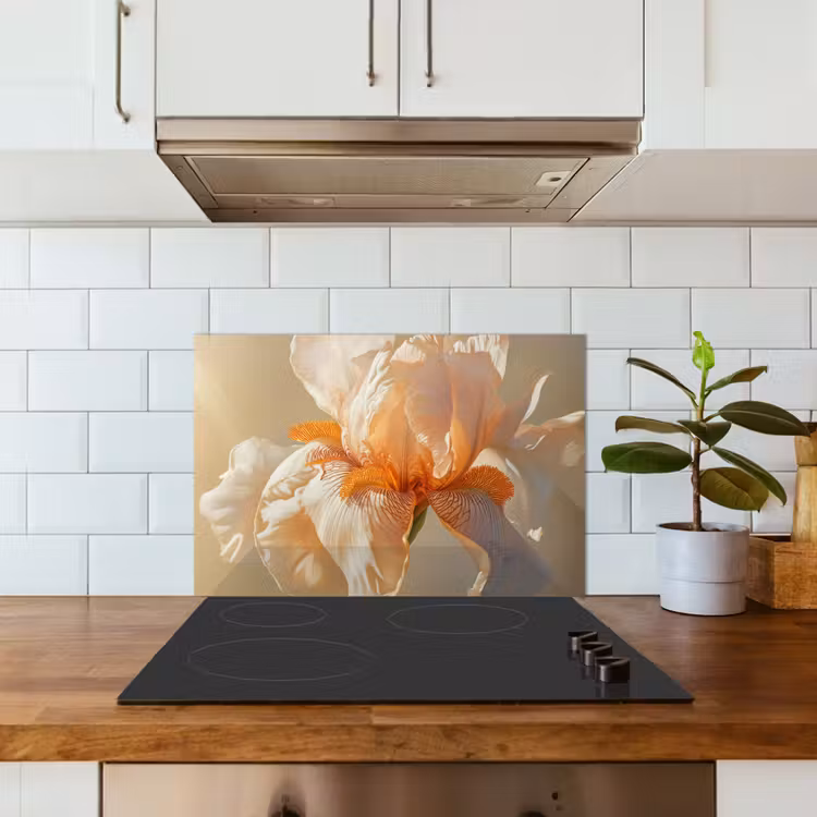 Close up - Oranje - Iris keuken achterwand spatscherm klein -sfeer2