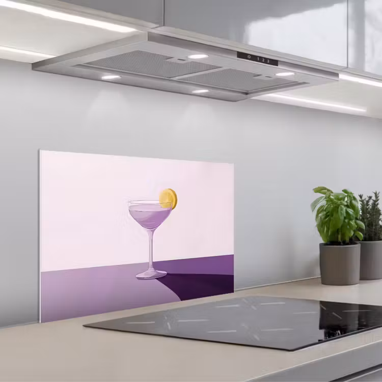Cocktail - Paars - Minimalistisch - Citroen keuken achterwand spatscherm klein -3d_schuin