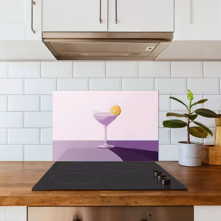 Cocktail - Paars - Minimalistisch - Citroen keuken achterwand spatscherm klein -sfeer2