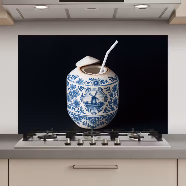 Kokosnoot - Eten - Delfts blauw - Drinken keuken achterwand spatscherm klein -3d_website