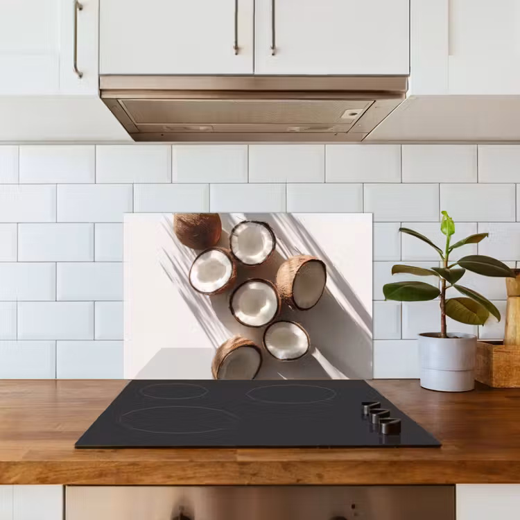 Kokosnoten - Bruin - Shaduw keuken achterwand spatscherm klein -sfeer2