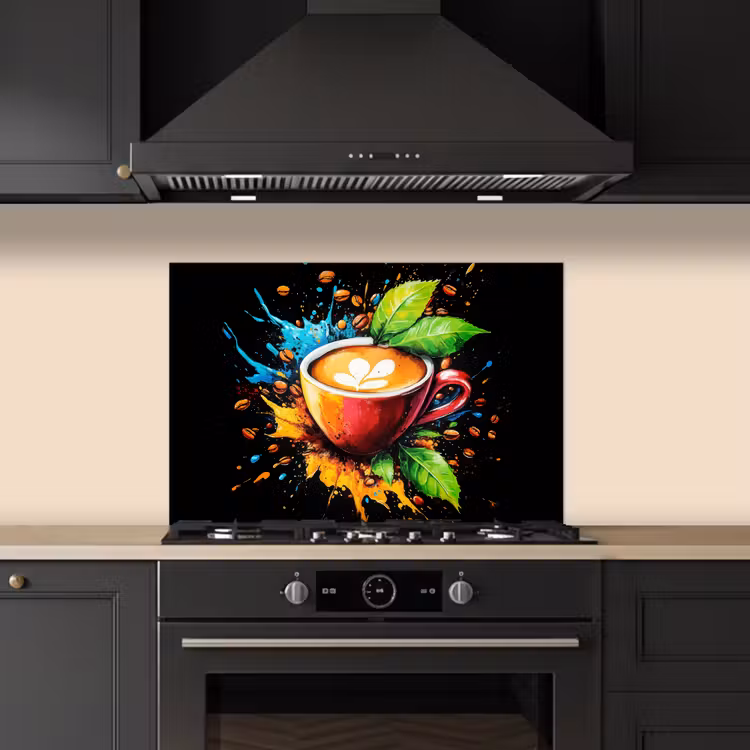 Koffie - Graffiti - Drinken - Abstract keuken achterwand spatscherm klein -sfeer1