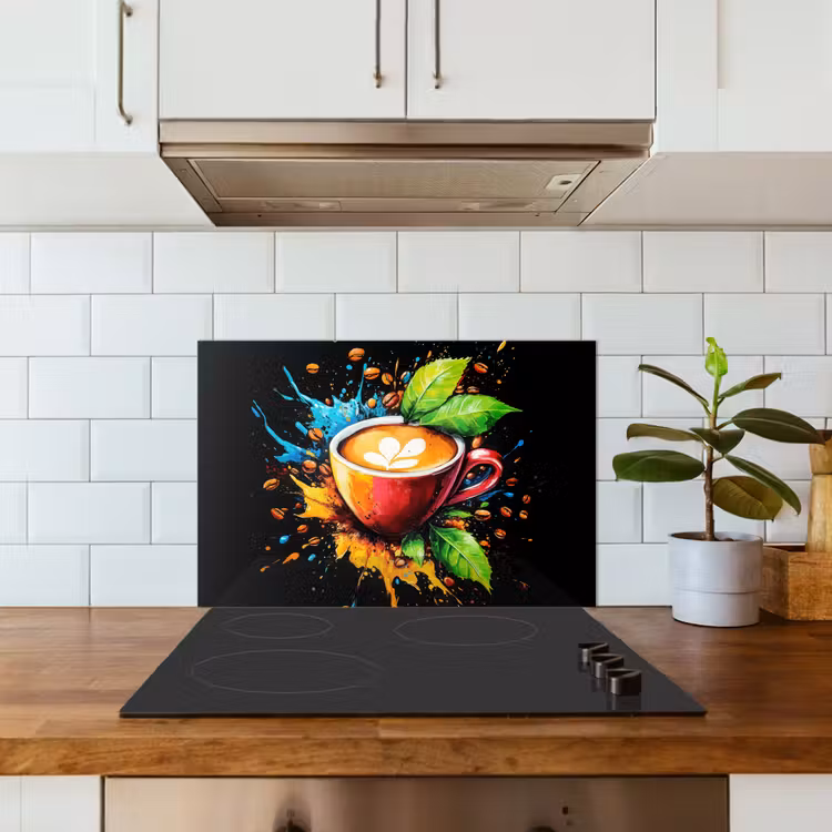 Koffie - Graffiti - Drinken - Abstract keuken achterwand spatscherm klein -sfeer2