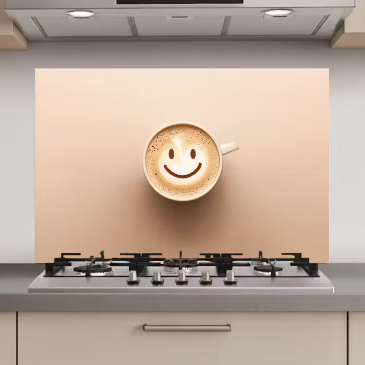 Koffie - Melkschuim - Lach - Beige keuken achterwand spatscherm klein -3d_website