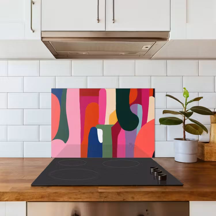 Kleurvakken - Recht - Rond - Abstract keuken achterwand spatscherm klein -sfeer2