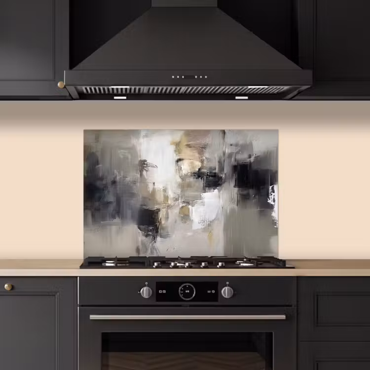 Kleurenpalet - Penseelstreken - Beige - Nevelig keuken achterwand spatscherm klein -sfeer1