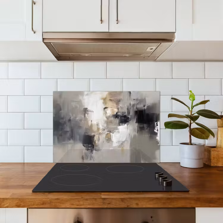 Kleurenpalet - Penseelstreken - Beige - Nevelig keuken achterwand spatscherm klein -sfeer2