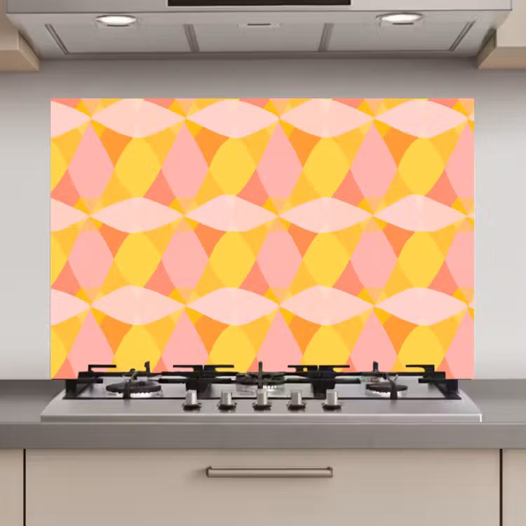 Kleurrijk - Ruitpatroon - Bladvormen keuken achterwand spatscherm klein 900 -3d_website