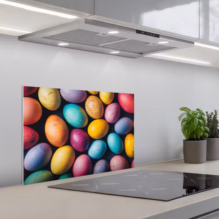 Kleurrijk - Paaseitjes - Spetters keuken achterwand spatscherm klein -3d_schuin