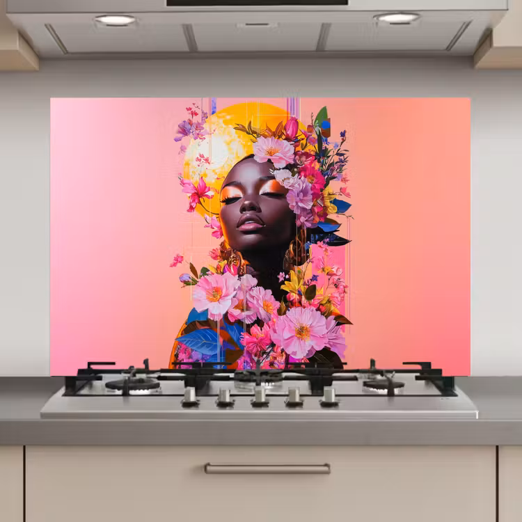 Kleurrijk - Bloemen - Vrouw - Zon keuken achterwand spatscherm klein -3d_website
