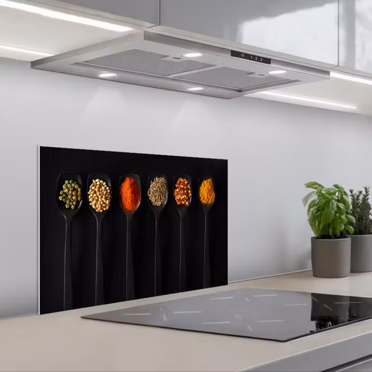 Kleurrijk Kruiden Kwartet keuken achterwand spatscherm klein -3d_schuin