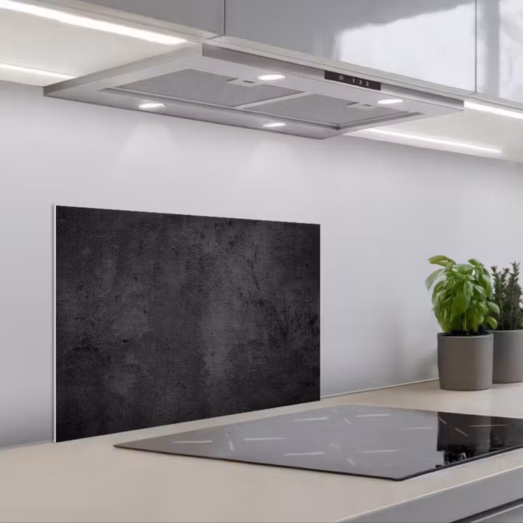 Beton - Robuust - Vintage - Rustiek - Grijs - Zwart keuken achterwand spatscherm klein -3d_schuin