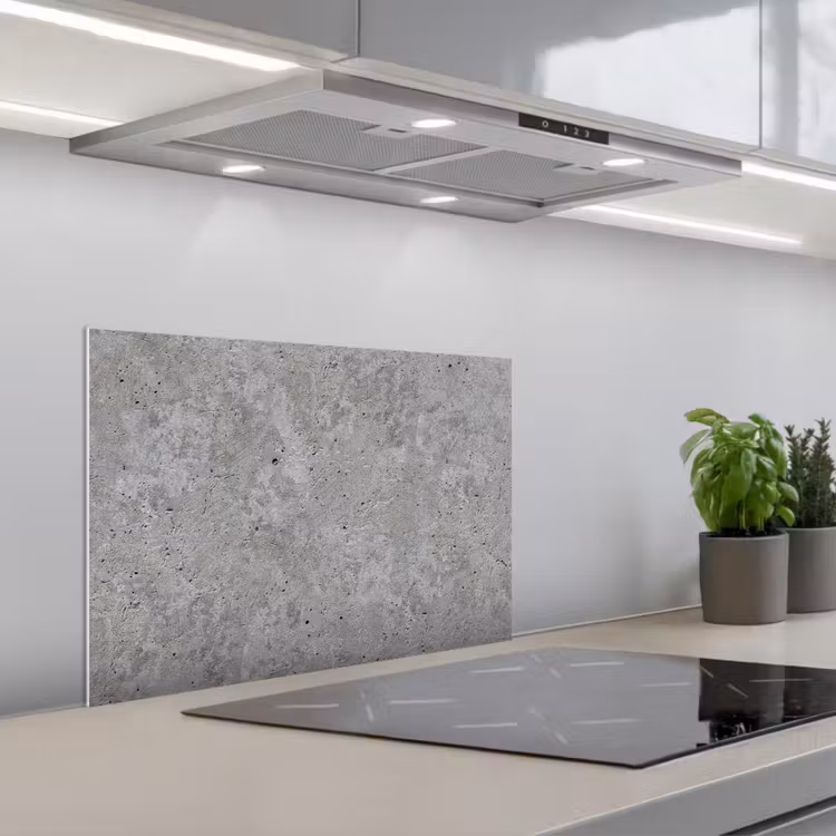 Beton - Leisteen - Grijs - Betonstructuur keuken achterwand spatscherm klein -3d_schuin