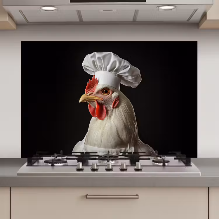 Kok - Rood - Kip keuken achterwand spatscherm klein -3d_website