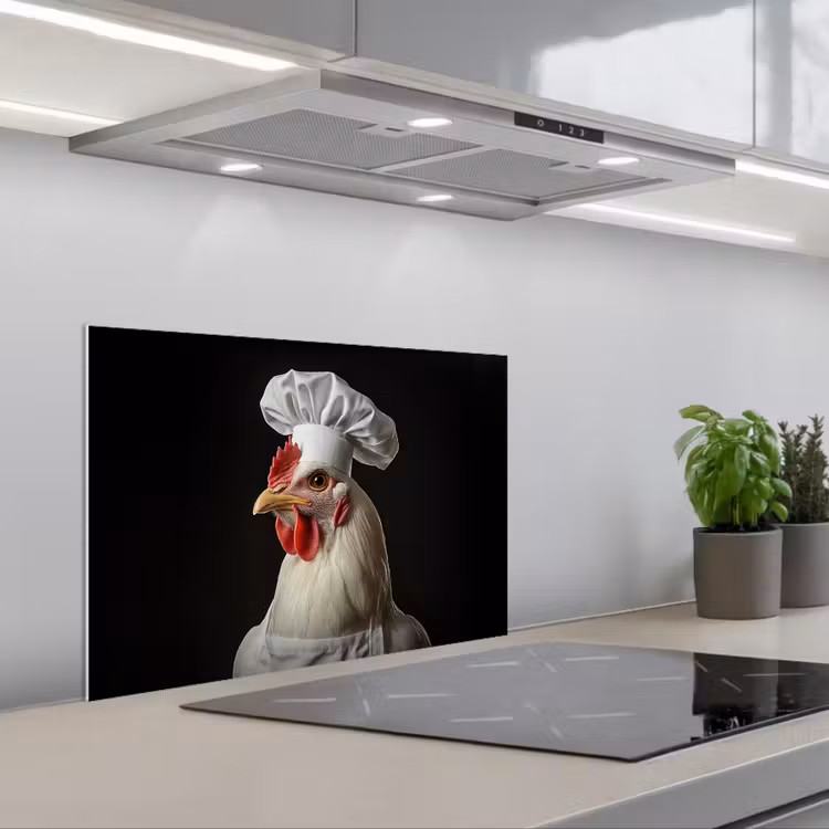 Kok - Rood - Kip keuken achterwand spatscherm klein -3d_schuin