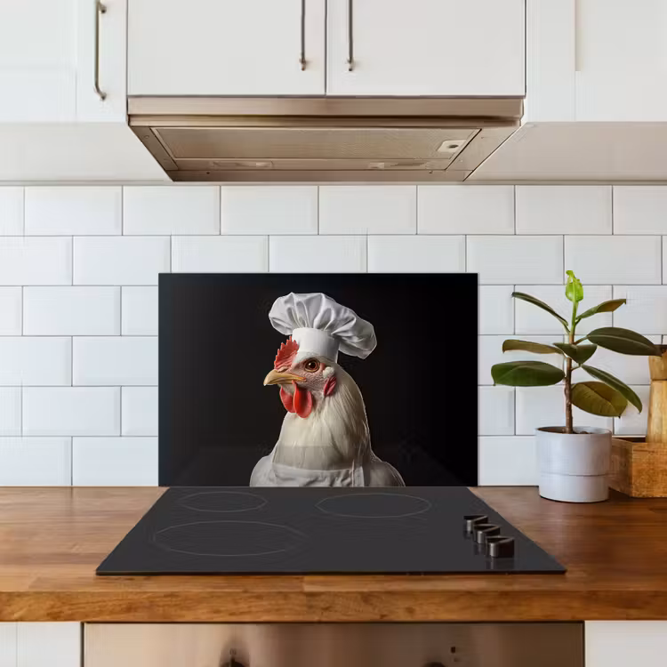 Kok - Rood - Kip keuken achterwand spatscherm klein -sfeer2