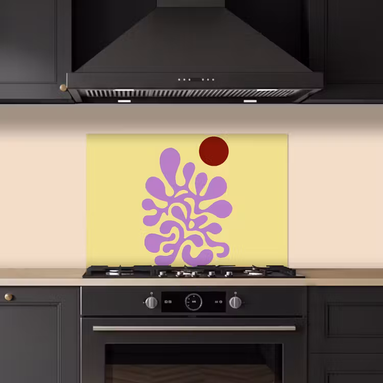 Koraal - Cirkel - Abstract - Geel keuken achterwand spatscherm klein -sfeer1