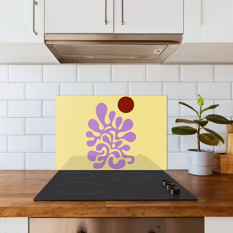 Koraal - Cirkel - Abstract - Geel keuken achterwand spatscherm klein -sfeer2