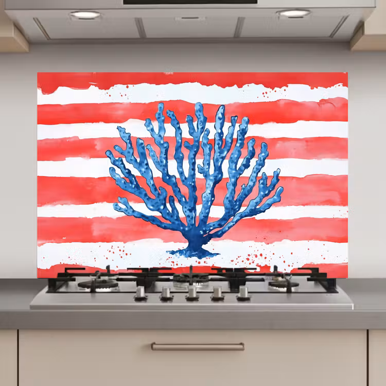 Koraal - Verfstructuur - Rood - Blauw keuken achterwand spatscherm klein -3d_website