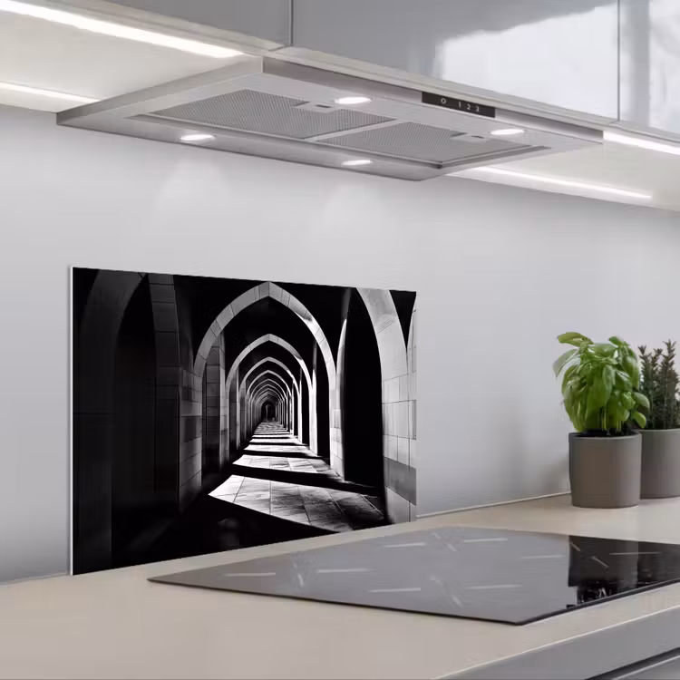 Gang - Bogen - Schaduw - Diepte keuken achterwand spatscherm klein -3d_schuin