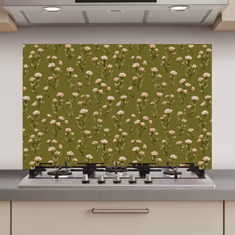 Landelijk - Bloemen - Groen keuken achterwand spatscherm klein 900 -3d_website